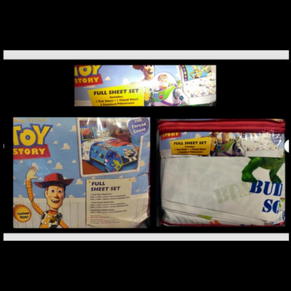 Disney Pixar Toy Stoy Full Sheet Set 200 Thread Count- New (Rare, 1st Toy Story)